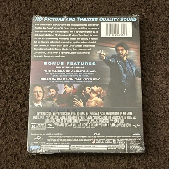Carlito’s Way (1993) Steelbook - Blu Ray - NEW / FACTORY SEALED - Picture 2 of 6